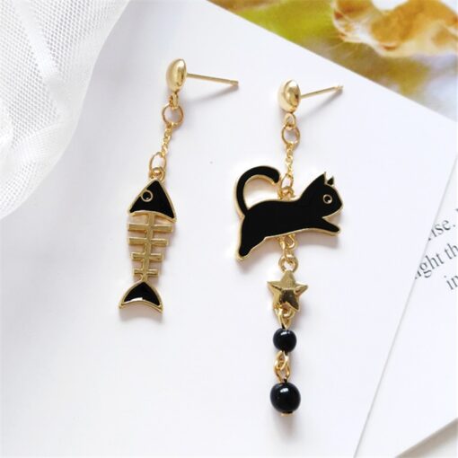 black cat stud earrings