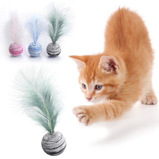 Ball with feather cat toy