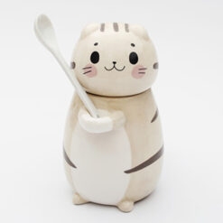 Cat mug holding spoon