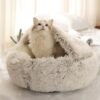 fluffy round cat bed