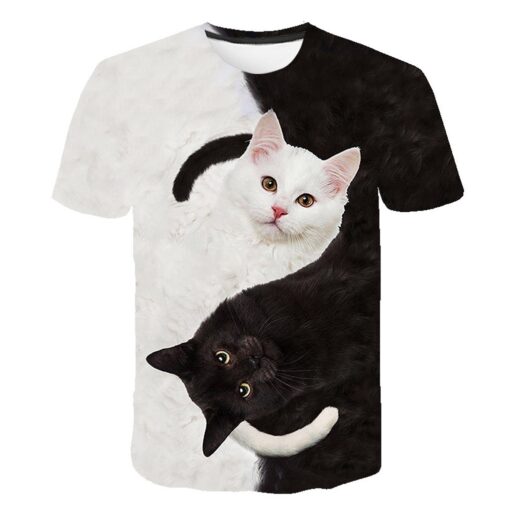 Black and white cat t shirt