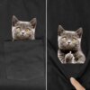 Cat flipping off pocket t shirt