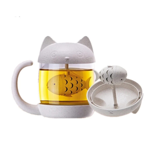 cat mug & fish tea infuser