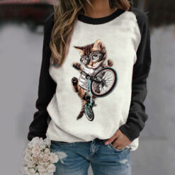 Cat on bike tee shirt