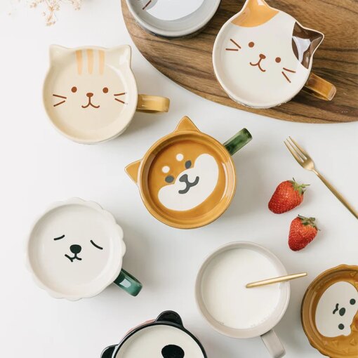 Cat pattern mug with lid