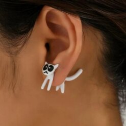 Hanging cat earrings