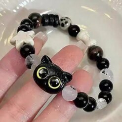 Black cat beaded bracelet