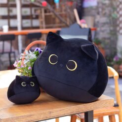 Black cat plush pillow