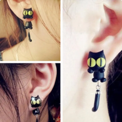 Unique cat earrings studs