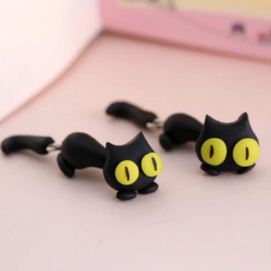 Unique cat earrings studs