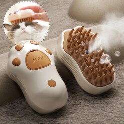 Pet grooming steam brush