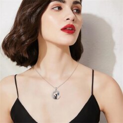 black cat moon necklace