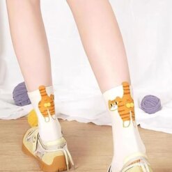 Alternative view of funny cat socks