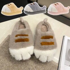 3D fluffy Cat Paw Slippers