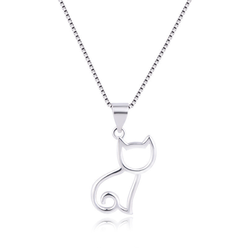 sterling silver cat pendant necklace