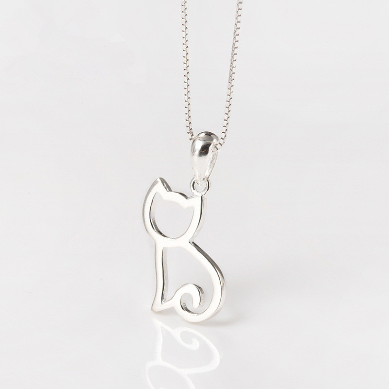 sterling silver cat pendant necklace