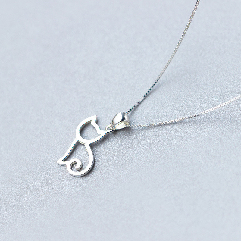 sterling silver cat pendant necklace